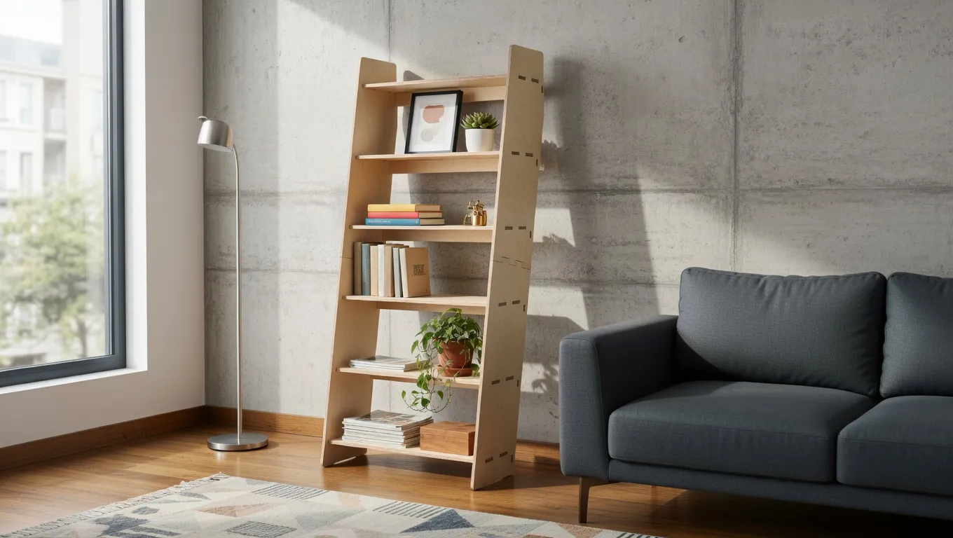 A leaning bookshelf, designed in GCrafter